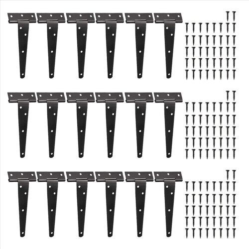 6 Pack Heavy Duty Tee Hinge, 150mm Metal Strap Hinge with Screws 1