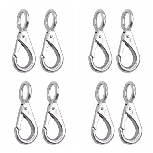2Pcs Stainless Steel 316 Rigid Loaded Fixed Eye Spring Clip Snap Hook