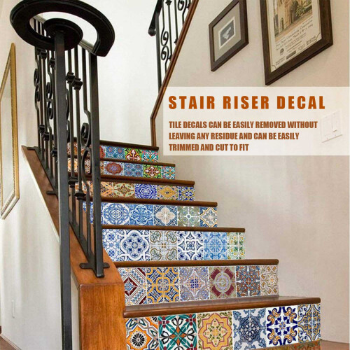 Peel and Stick Tile Backsplash Stair Riser Mural Decals 2