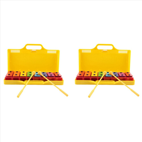 8 Notes Chromatic Xylophone Glockenspiel Resonator Bells Yellow Case