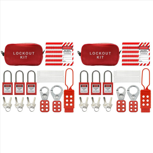 Lockout Tagout Kit - Tag and Locks, Nylon Tie, Storage Bag, Padlock 1