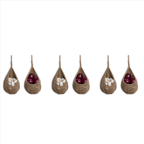 Twine Onion Basket Hanging for Pantry, Boho Wall Baskets 2Pcs