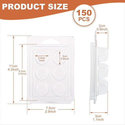 150 Pack Wax Melt Clamshells Molds (Round) 2