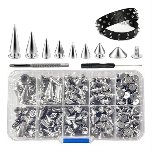 354 Pieces Punk Spikes and Studs Kit - 8 Sizes Cone 1
