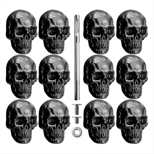 12Pcs Skull Rivets Buttons Stud Goth Mental Conchos Pins B