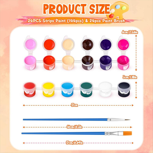 12 Pack 144Pcs Mini Acrylic Paint Set with Brushes 2