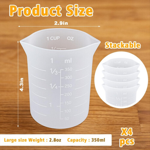 Silicone Cups for Melting Chocolate,4PCS Measuring 2