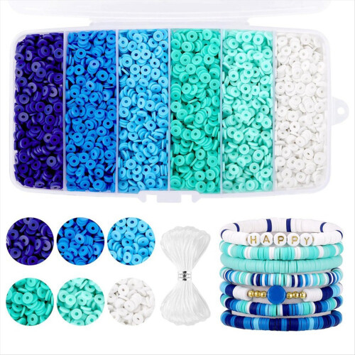 6000 Pcs Clay Beads for Bracelets Making,Polymer Beads,Blue 2