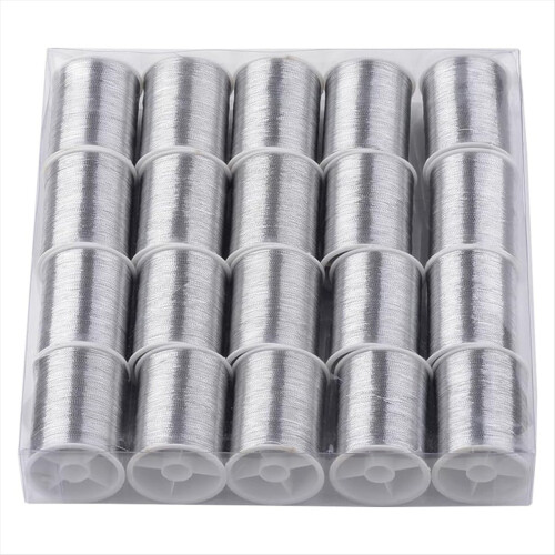 20 Rolls 1100M 0.1MM Thin Metallic Thread Shimmer Christmas Glitter C