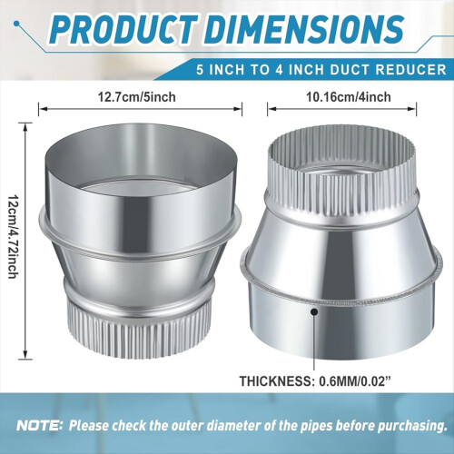 5 Inch to 4 Duct Reducer Increaser 2