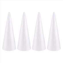 Foam Cones for DIY Crafts, White Polystyrene (4.5 x 13.5 In, 4 Pack)
