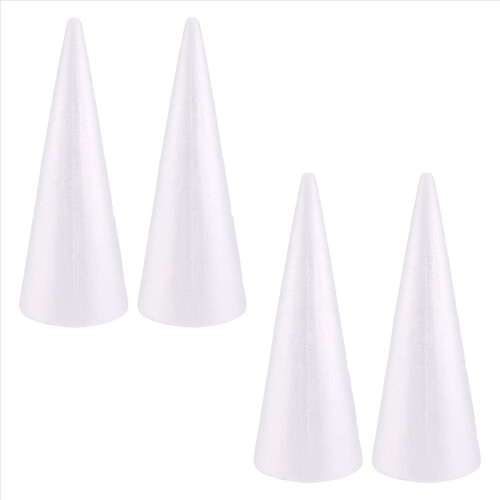 Foam Cones for DIY Crafts, White Polystyrene (4.5 x 13.5 In, 4 Pack) 2