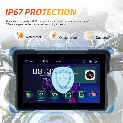 7inch Motorcycle DVR Navigation Screen Wireless Carplay 1