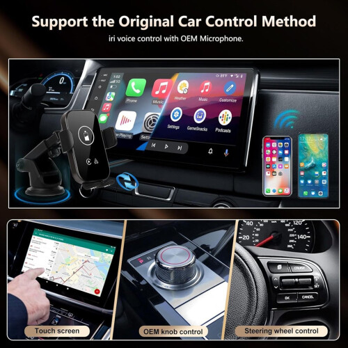 Wireless Carplay Adapter Android Auto Dongle & 15W Car Charger 2