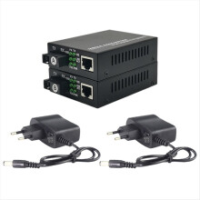 1 Pair Gigabit Fiber Transceiver 20KM SC Single Mode EU Plug