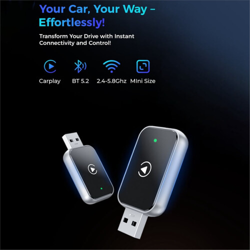 Wireless Carplay Car Adapter Android AUTO WiFi & Bluetooth Upgrade 2