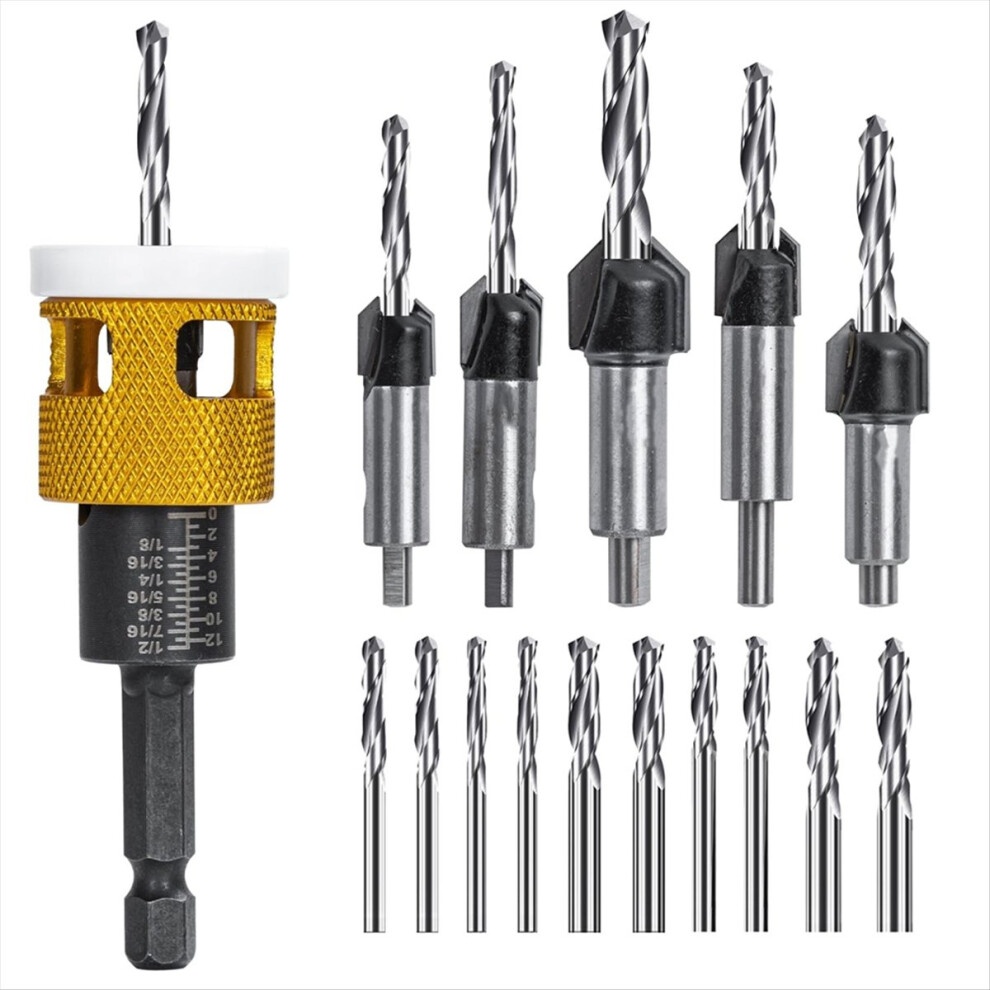 Countersink Drill Bits Set With Low Friction Depth Stop 4853097703899