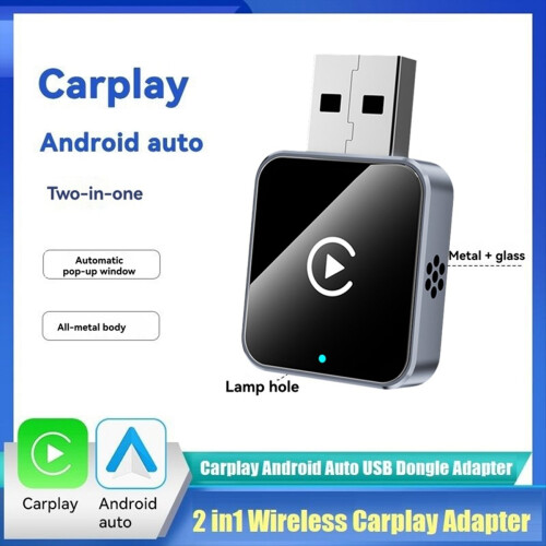 Wireless Carplay Android Auto Adapter USB Dongle Wired to 2