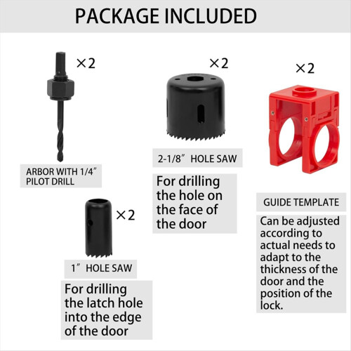 2Sets Door Lock Installation Kit, Hole Saw Set 2