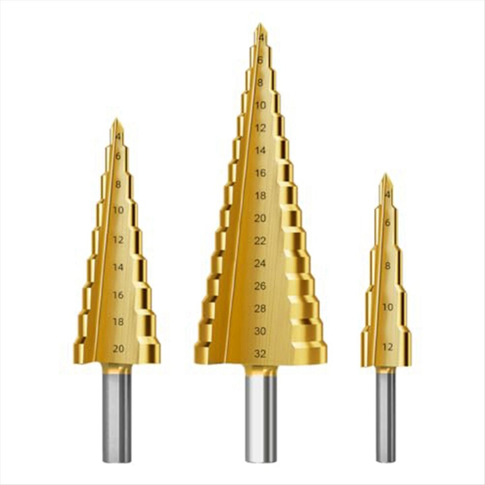 Step Drill Bit Set, 3Pcs Titanium Bits, A 4853097703998