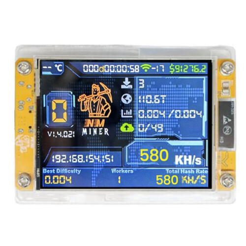 580KH/S NMMiner NerdMiner 2.8 Inch Smart Display 1