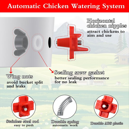 12Pcs Horizontal Chicken Waterer Nipples with Drill Bits 2