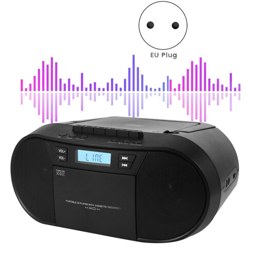 Portable CD Cassette Player Bluetooth FM Radio EU Plug 2