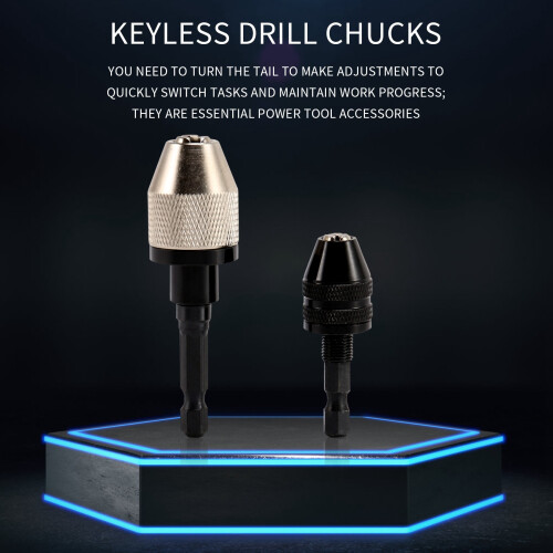 2 Pieces Keyless Drill Chuck Change Adapter in 0.3-6.5 mm, 0.3-3.6 mm 2
