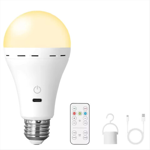 LED Rechargeable Light Bulbs Smart 3 Colors Changing Bulb with Hook