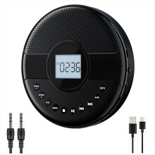 CD Player Portable, Bluetooth with Dual Speaker, Rechargeable Headphone AUX Cable for Car