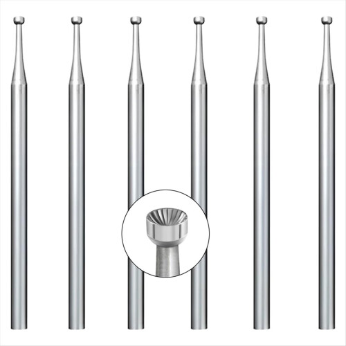 6 Pcs 1.6mm Round Cup Burr - 3/32inch Shank Wire Rounder Bits 1
