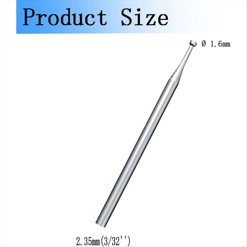 6 Pcs 1.6mm Round Cup Burr - 3/32inch Shank Wire Rounder Bits 2