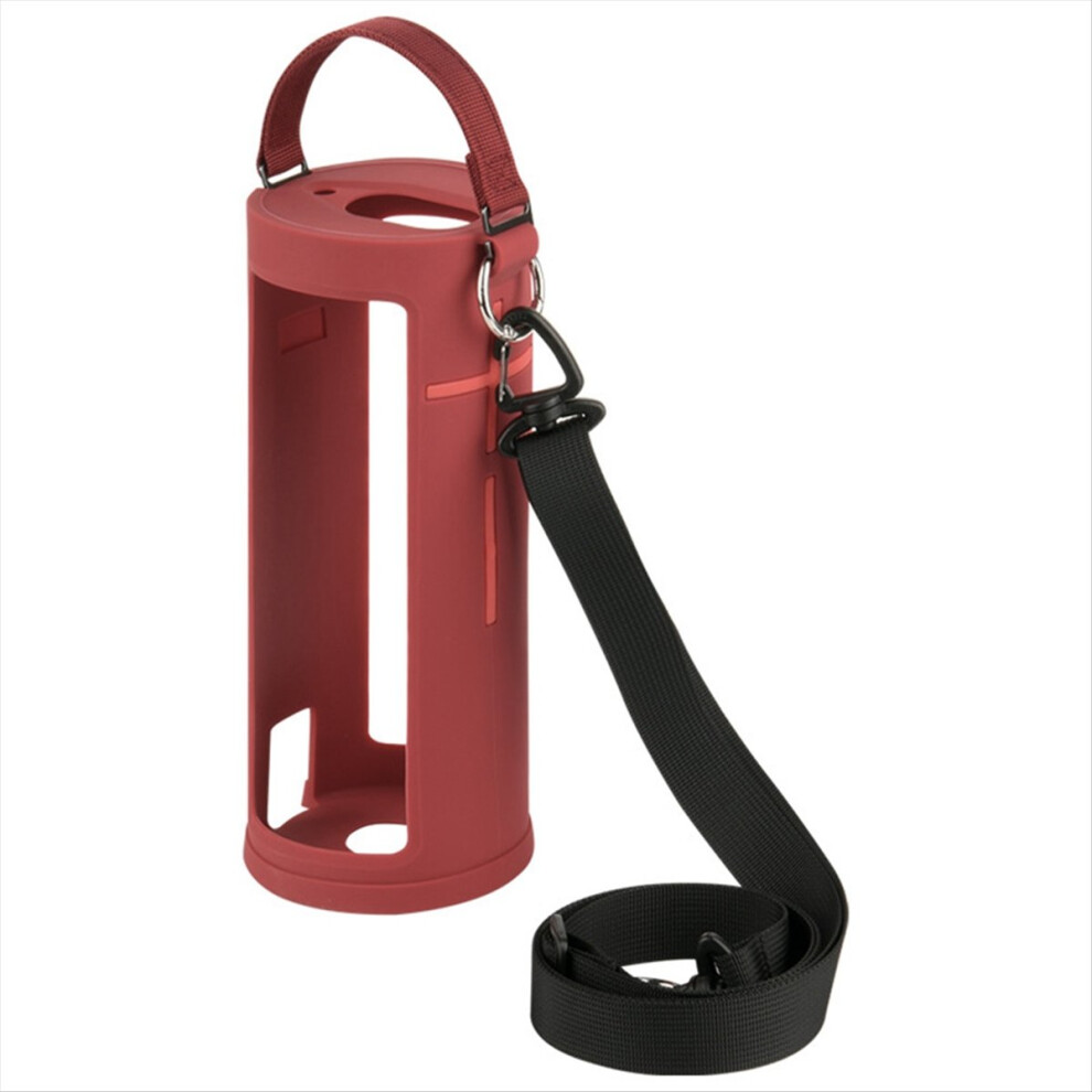 For Ue Boom 3 Bluetooth Speaker Silicone Protective Case, Case With Carabiner Hook Shoulder Strap,A Red 4851702385324