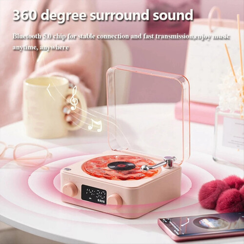 Retro Record Player Bluetooth Audio High Quality Wireless Small Speaker Portable Subwoofer 1
