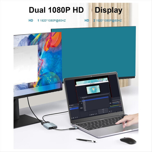 USB 3.0-Adapter für zwei Monitore (1080p), Split- und Extender-Display 2