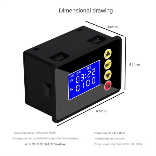 Programmable Digital Timer Switch Relay Control Time Controller Delay Cycle Timing On/Off AC110-220V 2