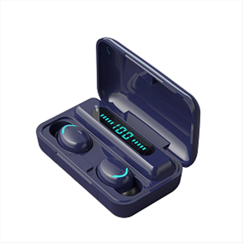 Mini Ear Buds Mic In-Ear Wireless Earphones Ipx7 Waterproof Led Display Earbuds For Cycling Running Blue 4852299546877