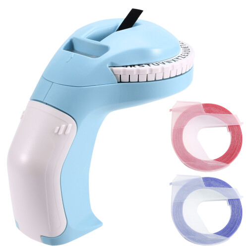 Portable 3D Embossing Label Printer DIY Manual Printing 12965 Typewriter Blue 1