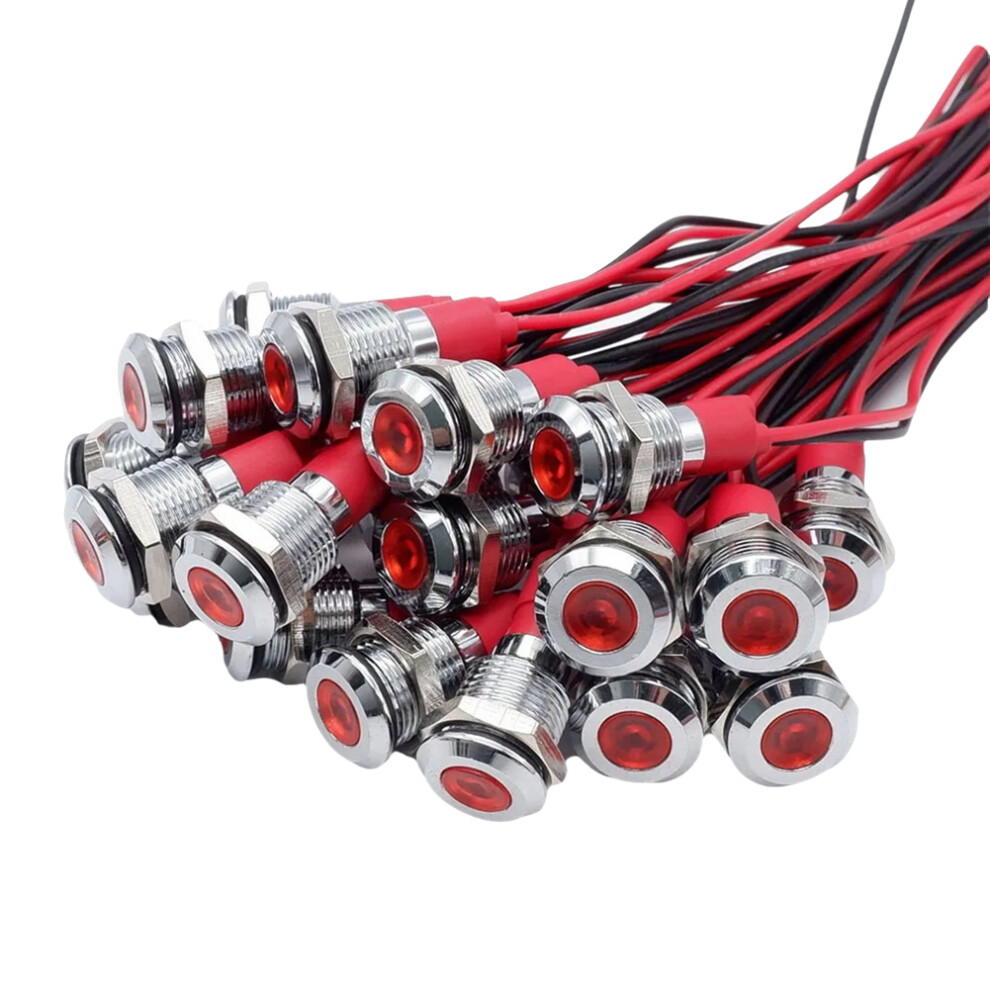 20Pcs 6Mm Metal Led Warning Indicator Signal Lamp Pilot Onboard Display S With Wire 3V Light/Red 4851702399604