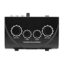 Karaoke-Soundmixer, tragbares professionelles Audiosystem mit zwei Mikrofoneingängen, Schwarz (EU)