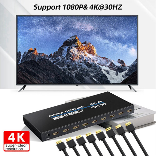 4K -Compatible 8X1 Quad Multi-Viewer Screen Divider Seamless Switching Multi-Screen Display Video Splitter EU Plug 2
