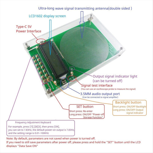 7.83HZ Resonance Pulse Sine Wave Generator 0.01H-100KH Audio Frequency Adjustable with Shell 2