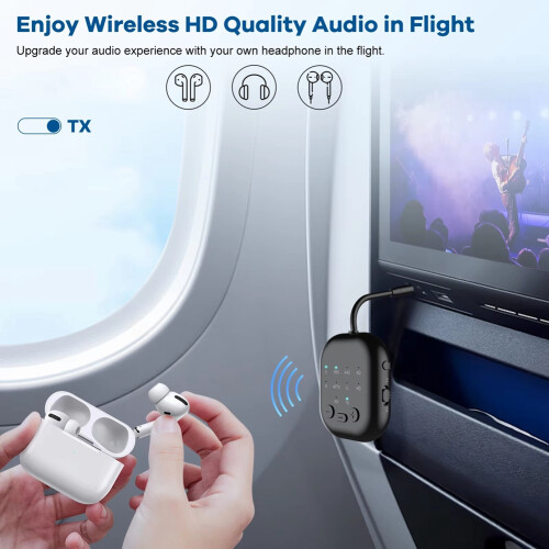 Bluetooth 5.3 Transceiver -Adaptive High-Definition Low Latency Wireless Audio Adapter for Airplanes/TV/Car 2