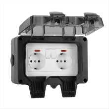Waterproof Socket Outdoor Wall Power IP66 Weather Dust Sockets for Garden Garage Basement EU Plug