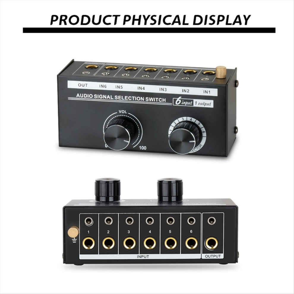 Audio Switcher -6-Way 3.5/6.35Mm Stereo Switch - Signal Source Splitter Box With Line Controller 4851702390366