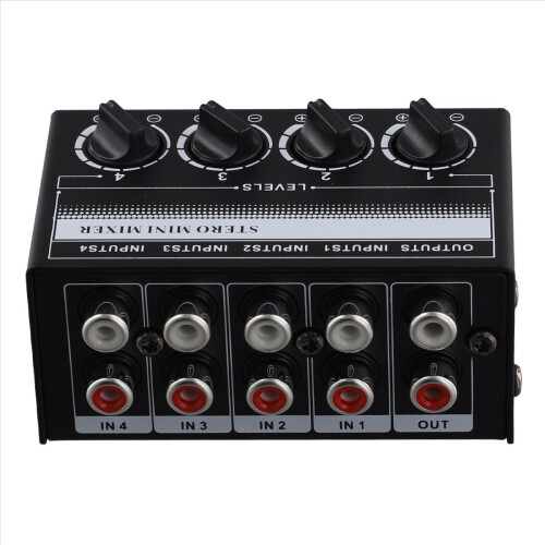 Mini Stereo Audio Mixer 4-Channel Passive Portable Lotus Socket Input for Live Studio CD Players