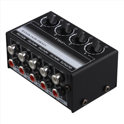 Mini Stereo Audio Mixer 4-Channel Passive Portable Lotus Socket Input for Live Studio CD Players 1