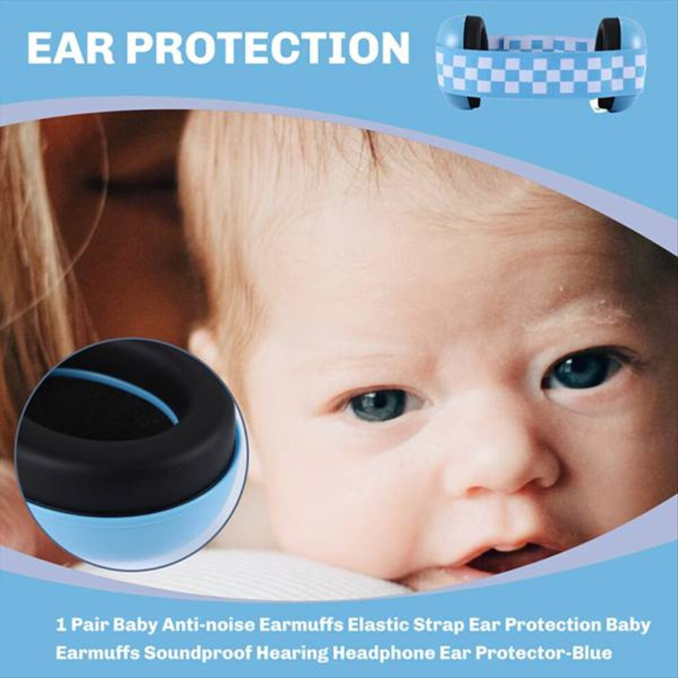 Baby Noise Cancelling Ear Protection Earmuffs For Infants With Elastic Headband Airplane Travel Accessories Unisex Kids Blue Exogio