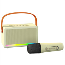 Karaoke Machine for Kids Adults Mini Portable Bluetooth Speaker with Wireless Microphone LED Light Banquet,E