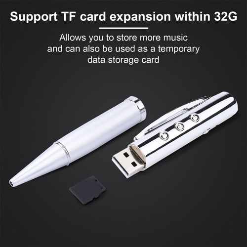 Pen MP3 Player USB Portable Music Multifunctional Student Writable Silver 2